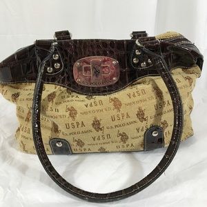 Crock Embossed Shoulder Purse with Polo Game